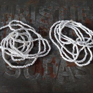 Vintage Milk Glass Seed Bead Necklaces 2 Strands White Penne Pointed